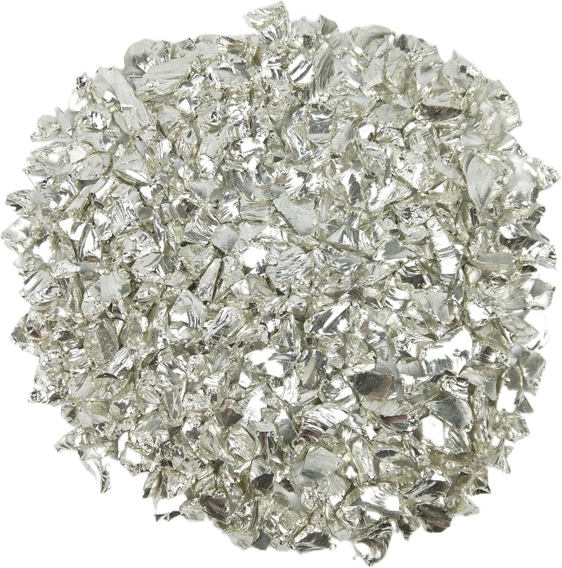 LUSTERING High Luster Crushed Glass Glitter, 6-9mm Fire Glass, Broken Glass, Glass Chips for Fire Pit Crafts DIY Epoxy Resin Art, Geode Painting, Vase Filler, Aquarium Garden Decoration,330g (Silver) - Image 1